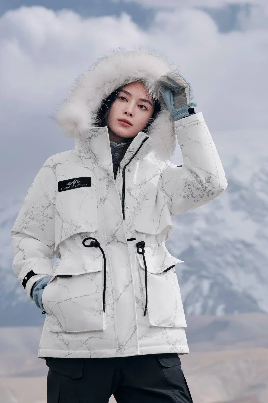 Women’s classic extreme goose down jacket with fur hood Mesh Jacket Canvas Jacket Denim Jacket