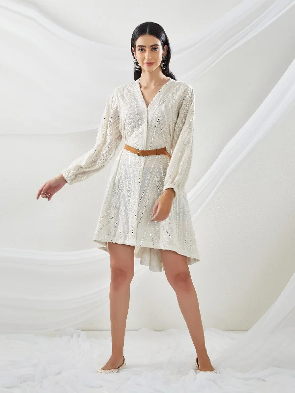 Mirrorwork Wrapover Shift Dress Tunics Sophisticated sleek