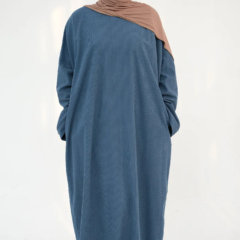 Annan Corduroy Abaya Dress - Teal Tunics Custom made