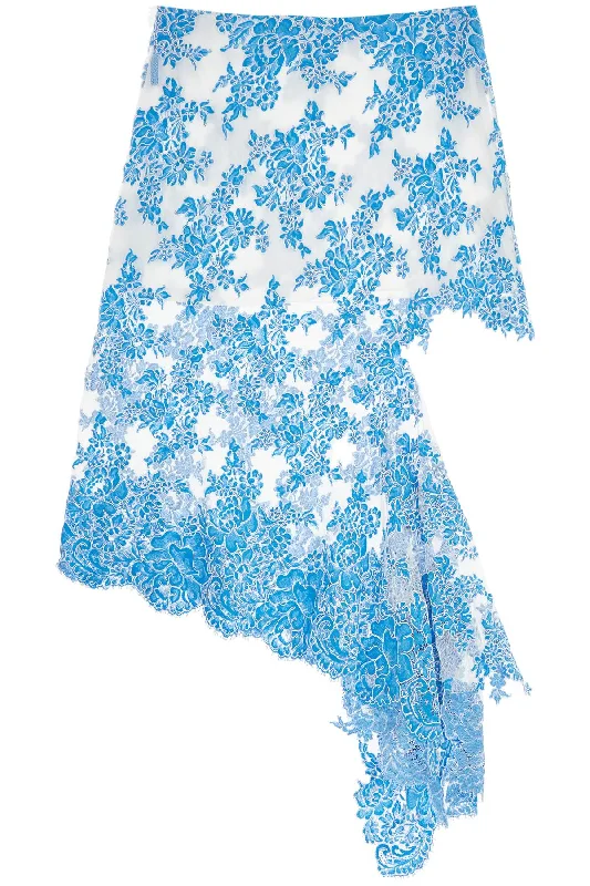 Christopher Esber Women's Asymmetrical blue Floral Cotton Lace Skirt cashmere skirt plush