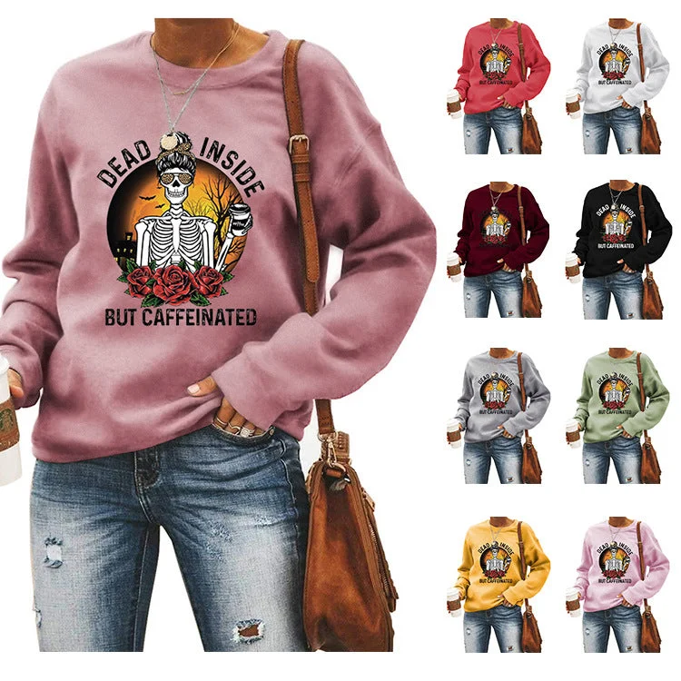 Wholesale DEAD INSIDE Printed Round Neck Long Sleeved Cotton Hoodies Hoodie with Crew Neck Simple Timeless Wholesale DEAD INSIDE Printed Round Neck Long Sleeved Cotton Hoodies Hoodie with Crew Neck Simple Timeless