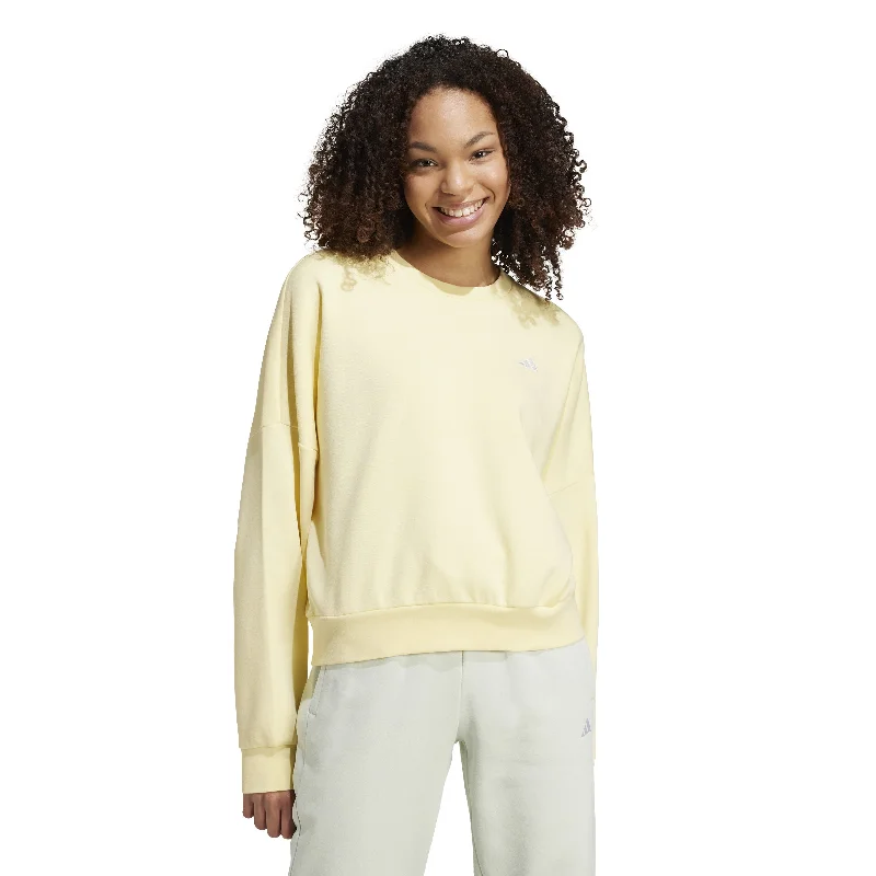 Women's Adidas Essentials Small Logo Feel Cozy Sweatshirt Hoodie with Frayed Bohemian Relaxed