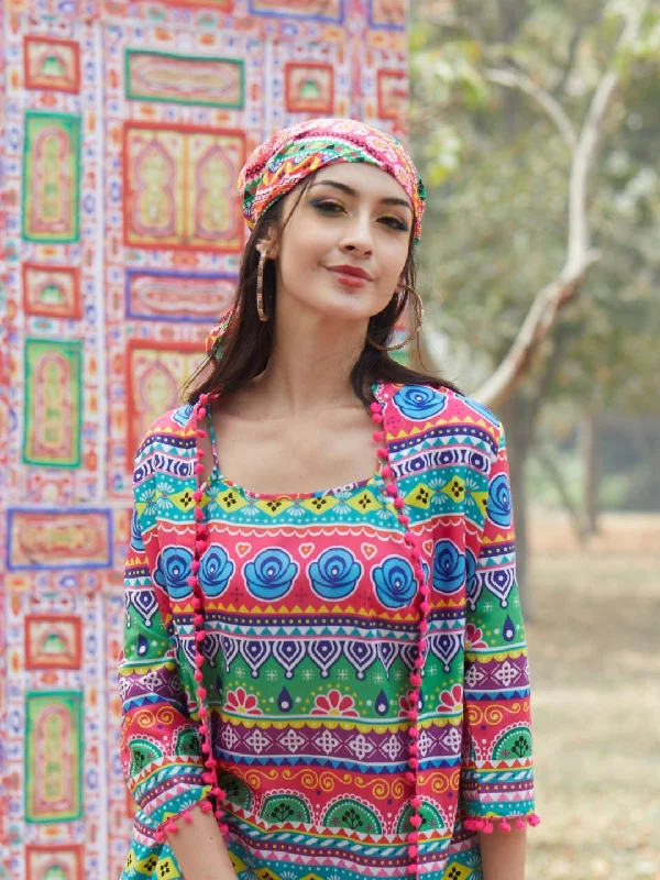 Women's Multicolor Floral Print Jacket - Aks Embroidered Jacket Appliqued Jacket Beaded Jacket