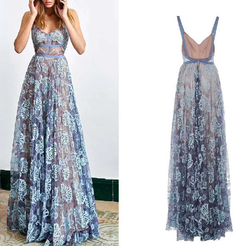 Lace Prom Dress, V-Neck Backless Prom Dress, Beaded Sleeveless Prom Dress, LB0773 Tunics Lace romantic
