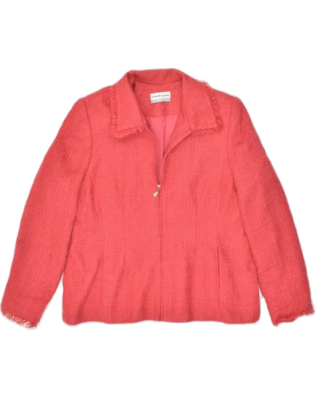 ALFRED DUNNER Womens Petite Blazer Jacket UK 18 XL Pink Knit Jacket Woven Jacket Fleece Jacket