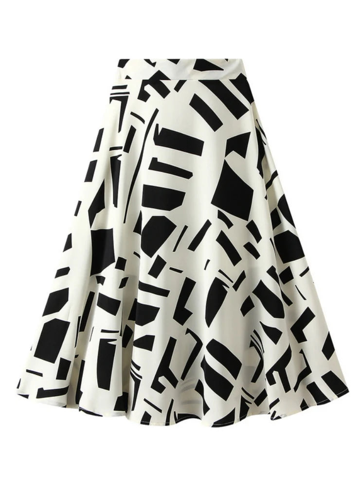 High Waist and Slim Geometric Chiffon Skirt slim fit skirt