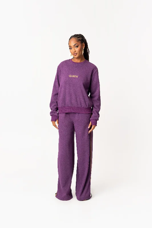 PURPLE QUEEN Plush fleece Sweatshirt Hoodie with Cropped Fit Short Trendy