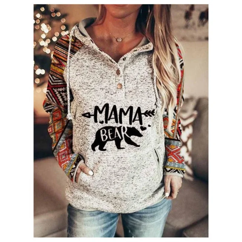Wholesale Polyester Oversized MAMA Printed Hoodies Hoodie with Zipper Placket Modern Functional Wholesale Polyester Oversized MAMA Printed Hoodies Hoodie with Zipper Placket Modern Functional