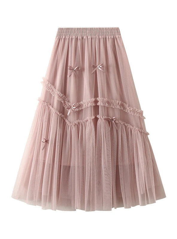 Wooden Ear Stitching Gauze Skirt patchwork skirt art