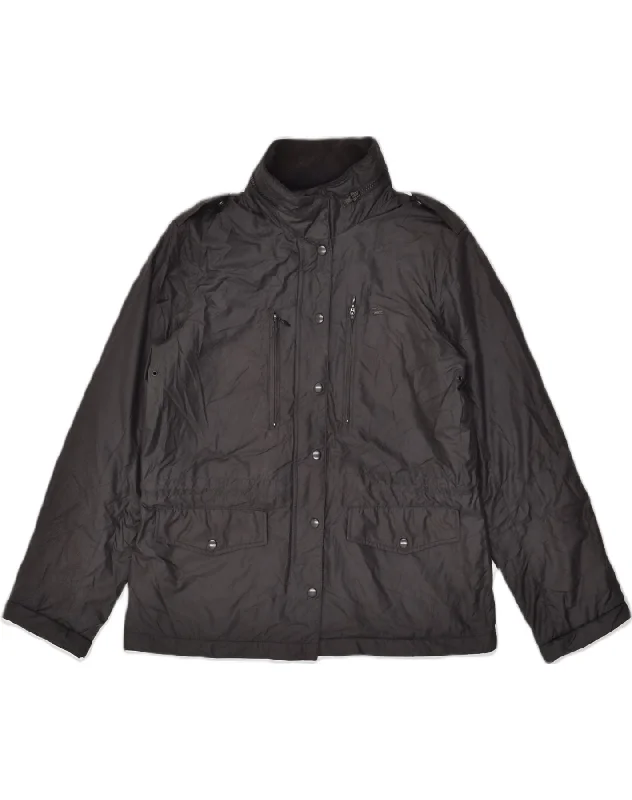 LACOSTE Womens Utility Jacket Size 40 Medium Black Polyester Belted Jacket Elasticated Jacket Padded Jacket
