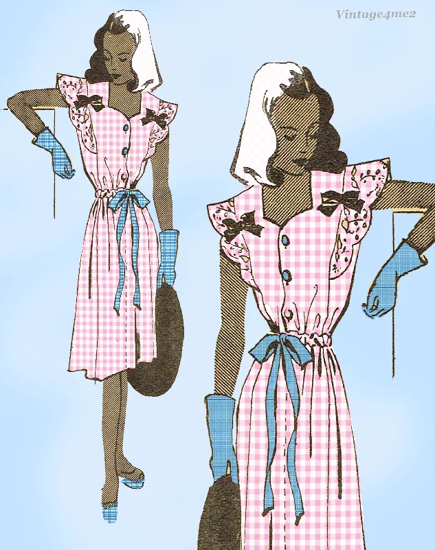 1940s Vintage Anne Adams Pattern 4544 Uncut Misses Easy Dress Sz 30 Bust Crew Neckline Casual