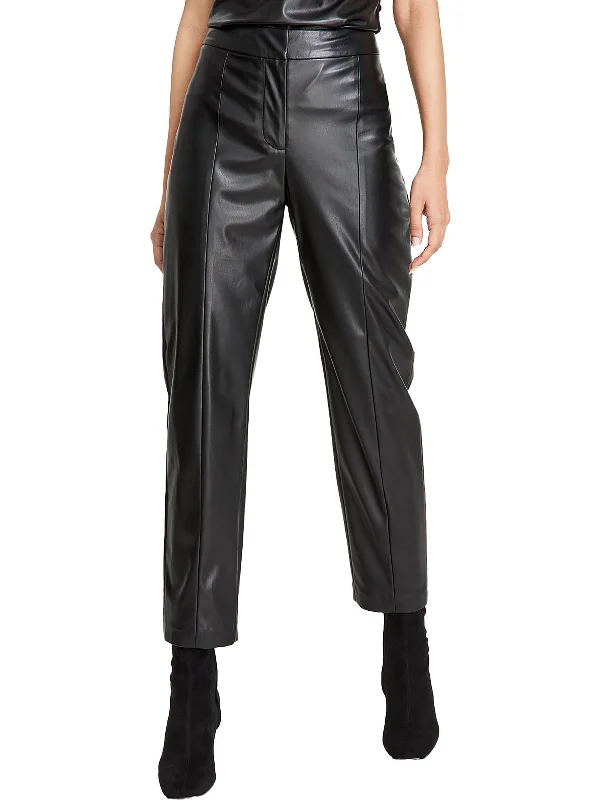 Womens Faux Leather High Rise Skinny Pants Fashionable Jogger Pants