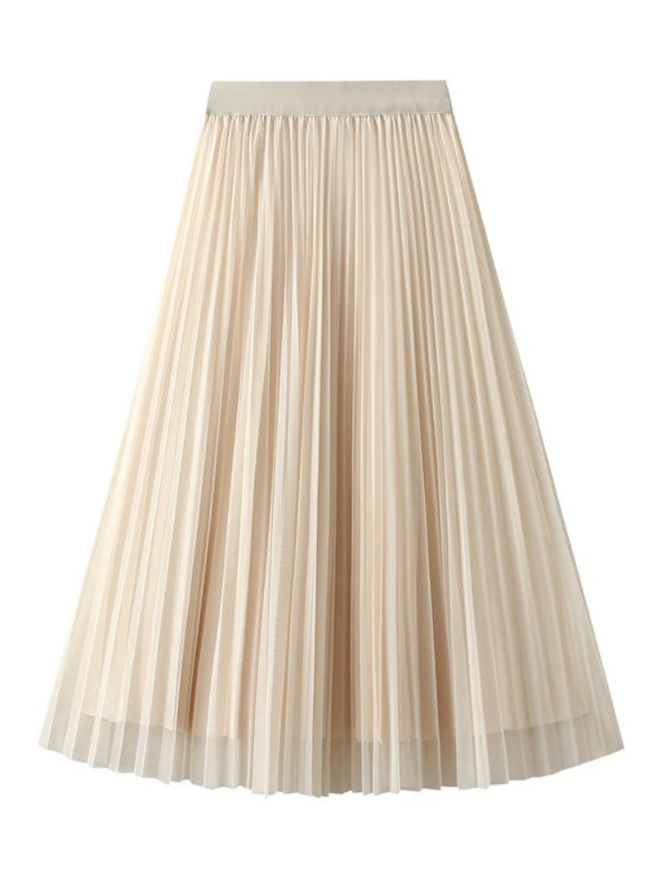 High Waist Elastic Waist Gauze Skirts lace skirt intricate