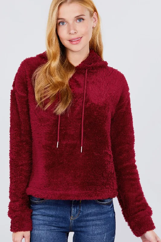 Faux Fur Fluffy Hoodie Top Graphic Hoodie Design Print