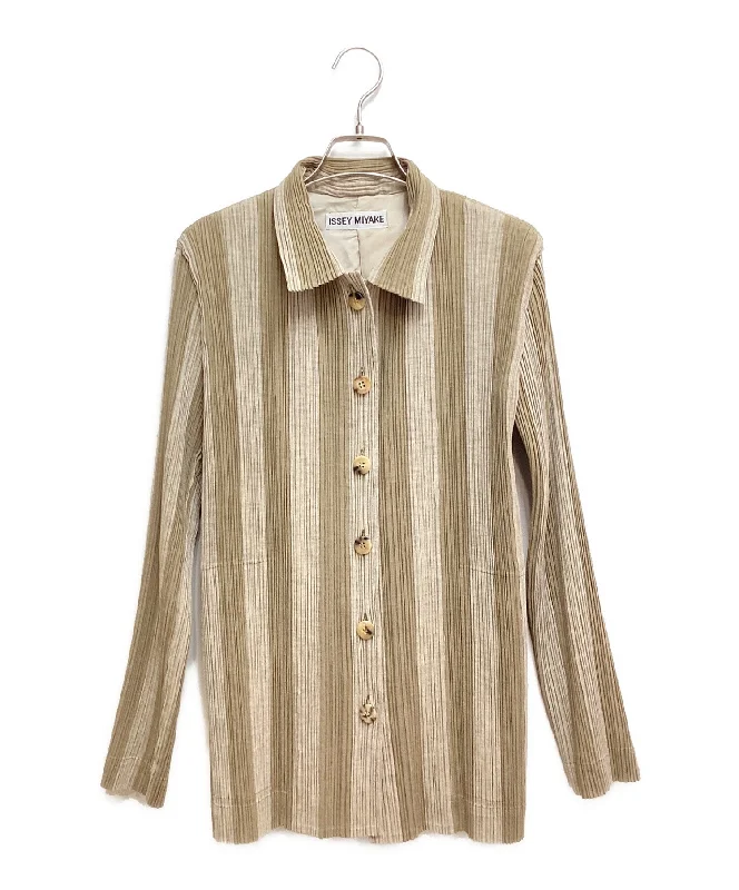 [Pre-owned] ISSEY MIYAKE pleated shirt jacket IM74-FD602 Satin Jacket Silk Jacket Chiffon Jacket