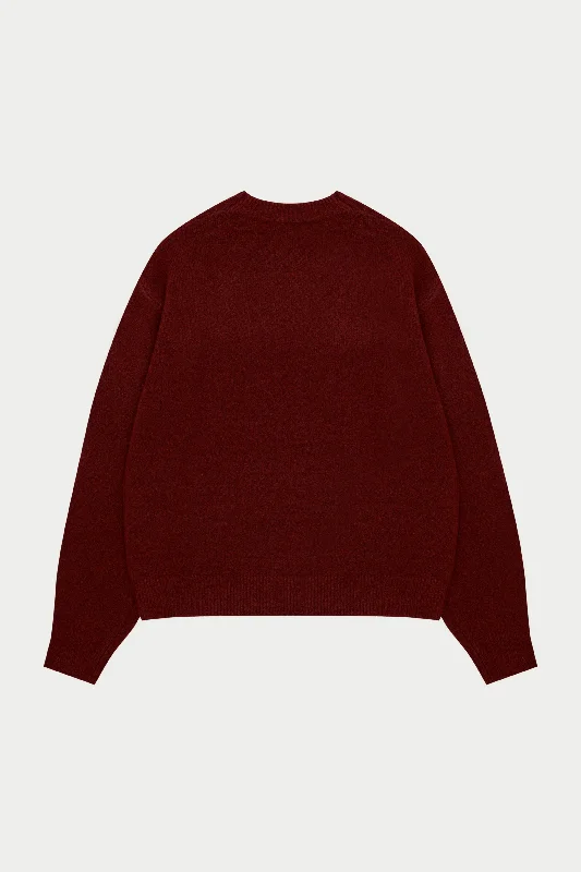 CTRE KNITTED SWEATSHIRT - BURGUNDY Hoodie with Raglan Sleeves Sporty Comfortable