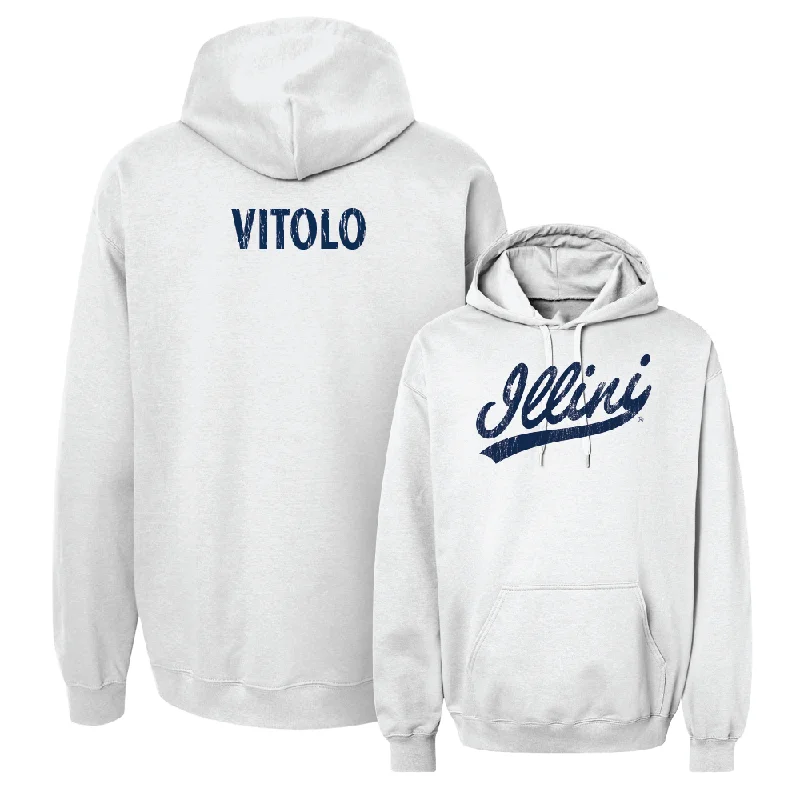 Script White Hoodie  - Maddie Vitolo Hoodie with Tied Waist Feminine Flattering