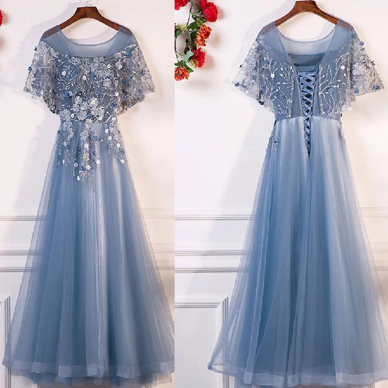 Long Prom Dresses, Tulle Prom Dresses, Floor-Length Party Prom Dresses, Applique Prom Dresses, Beautiful Prom Dresses, A-Line Prom Dresses, Prom Dress, LB0653 Tunics Office stylish