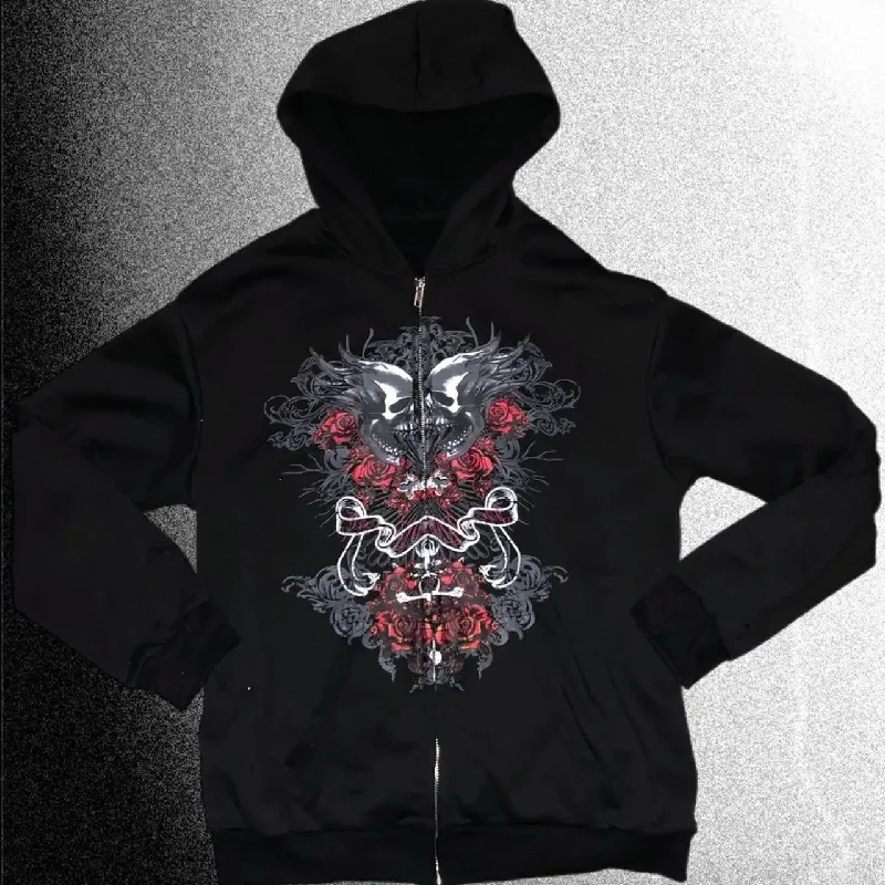 Advbridge Y2k hip-hop goth trendy printed zipper hoodie European and American retro loose long-sleeved streetwear for men and women Hoodie with Reflective Safety Nightwear Advbridge Y2k hip-hop goth trendy printed zipper hoodie European and American retro loose long-sleeved streetwear for men and women Hoodie with Reflective Safety Nightwear