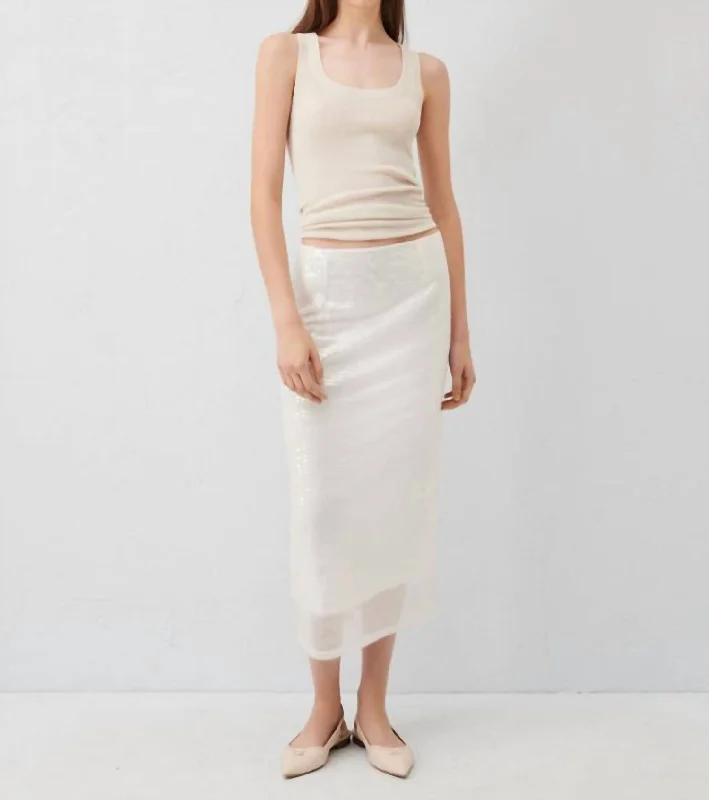Sequin Skirt In Optic White wrap skirt elegant