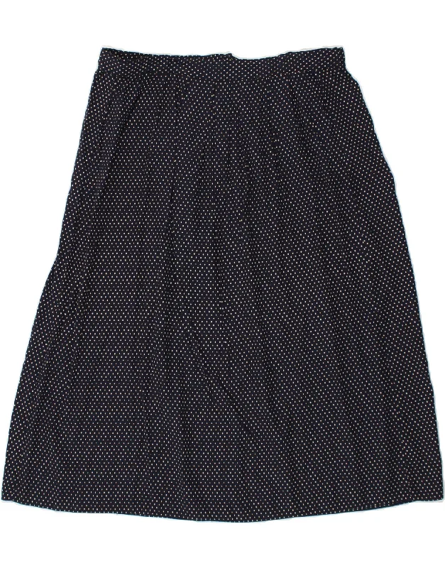 VINTAGE Womens A-Line Skirt W34 Large Navy Blue Polka Dot velvet skirt plush