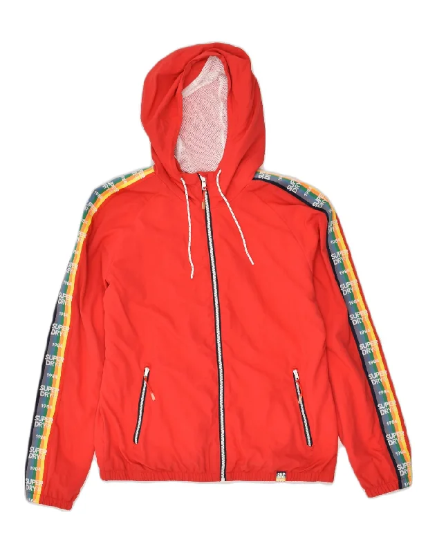 SUPERDRY Womens Graphic Hooded Rain Jacket UK 12 Medium Red Polyester Quilted Jacket Puffer Jacket Insulated Jacket SUPERDRY Womens Graphic Hooded Rain Jacket UK 12 Medium Red Polyester Quilted Jacket Puffer Jacket Insulated Jacket