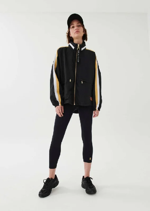 BACKSWING JACKET IN BLACK Notch Collar Peter Pan Collar Cowl Neck