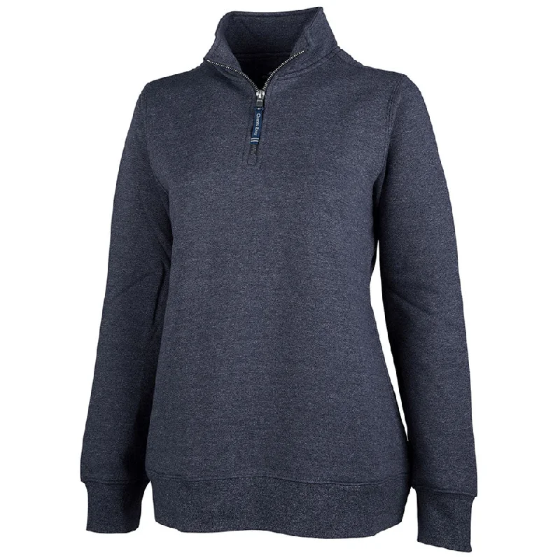 Charles River Women's Heather Navy Crosswind Quarter Zip Sweatshirt Hoodie with Turtle Neck Cozy Winter Charles River Women's Heather Navy Crosswind Quarter Zip Sweatshirt Hoodie with Turtle Neck Cozy Winter