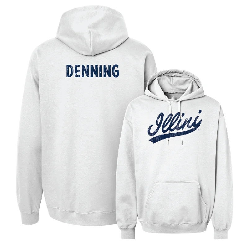 Script White Hoodie  - Destiny Denning Hoodie with Cuffed Sleeves Snug Secure