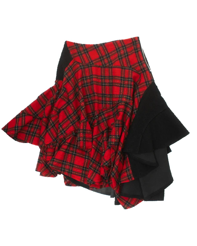 tricot cdg aw19 reconstructed tartan skirt denim skirt stylish