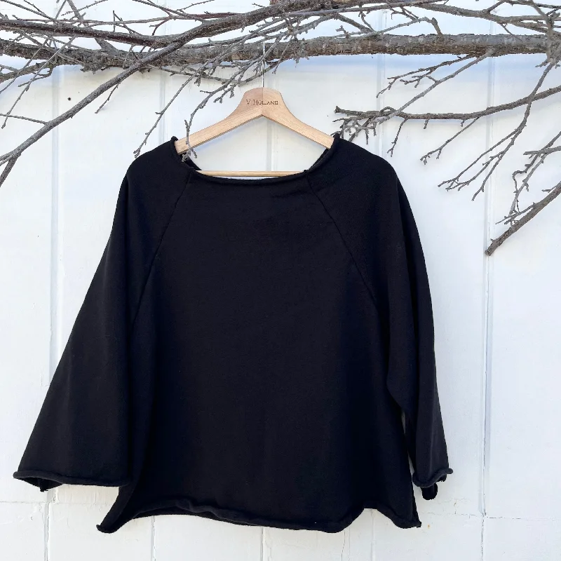 VH-1511 Black Fleece Sweatshirt Hoodie with Elastic Cuffs Stretchable Comfortable