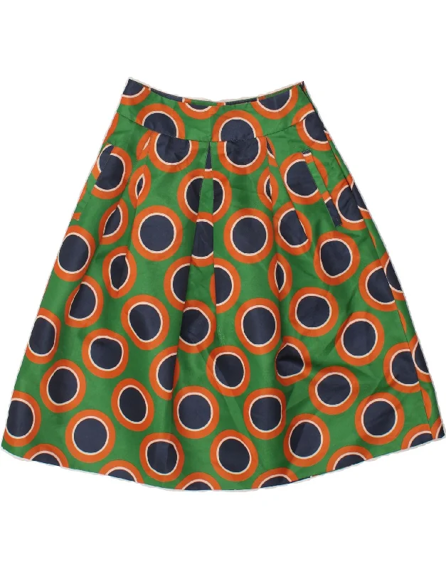 VINTAGE Womens A-Line Skirt Small W28 Green Polka Dot Polyester slim fit skirt