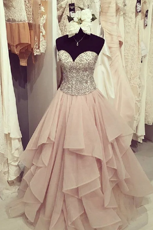 Organza A line Evening Prom Dresses, Long Beaded Party Prom Dress, Custom Long Prom Dresses, Cheap Formal Prom Dresses, 17054 empire Waist empire