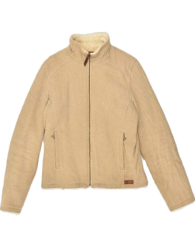 DOLCE & GABBANA Womens Sherpa Jacket IT 42 Large Beige Polyester Tailored Jacket Straight Jacket A-Line Jacket