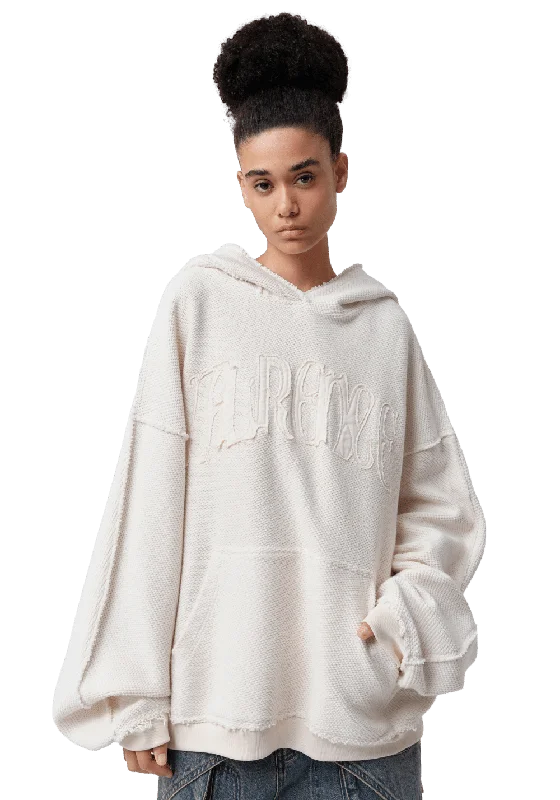 Patchwork Embroidered Fleece Sweatshirt Hoodie with Stripes Bold Sporty