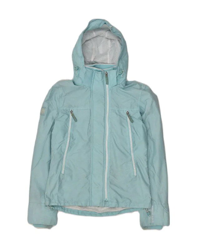 SUPERDRY Womens Hooded Rain Jacket UK 10 Small Blue Polyester Mesh Jacket Canvas Jacket Denim Jacket SUPERDRY Womens Hooded Rain Jacket UK 10 Small Blue Polyester Mesh Jacket Canvas Jacket Denim Jacket