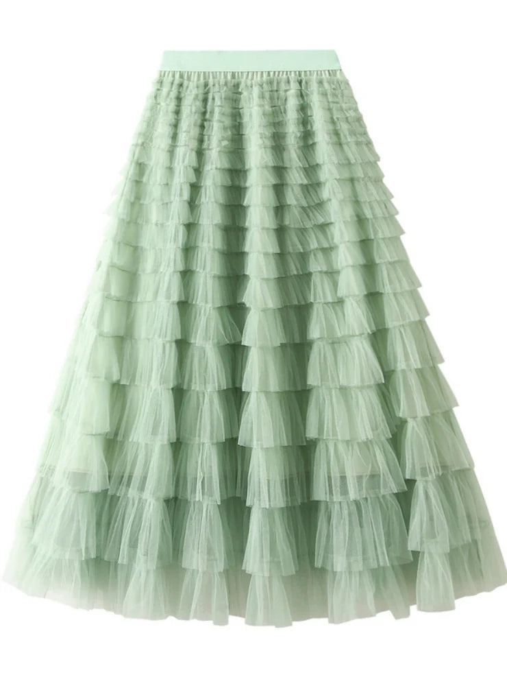 Women Mesh Cake Skirt denim skirt classic