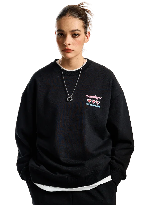 Rainbow Text Printed Sweatshirt Hoodie with Patch Decorative Personalized