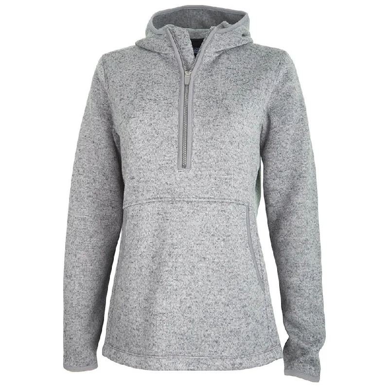 Charles River Women's Light Grey Heathered Fleece Quarter Zip Hoodie Hoodie with Tie-Dye Psychedelic Retro