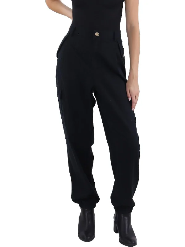 Womens High Rise Cargo Jogger Pants Trendy High-Waist Trousers