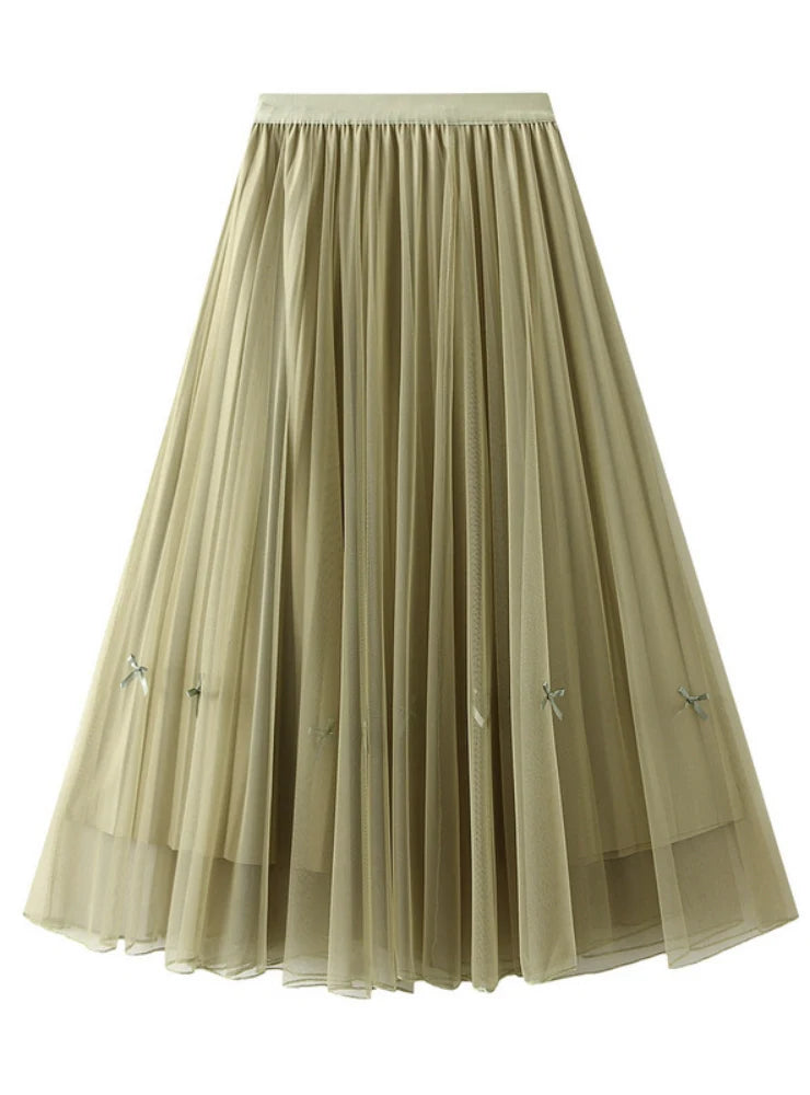 Summer Tulle High Waist Gauze Skirt leather skirt durable
