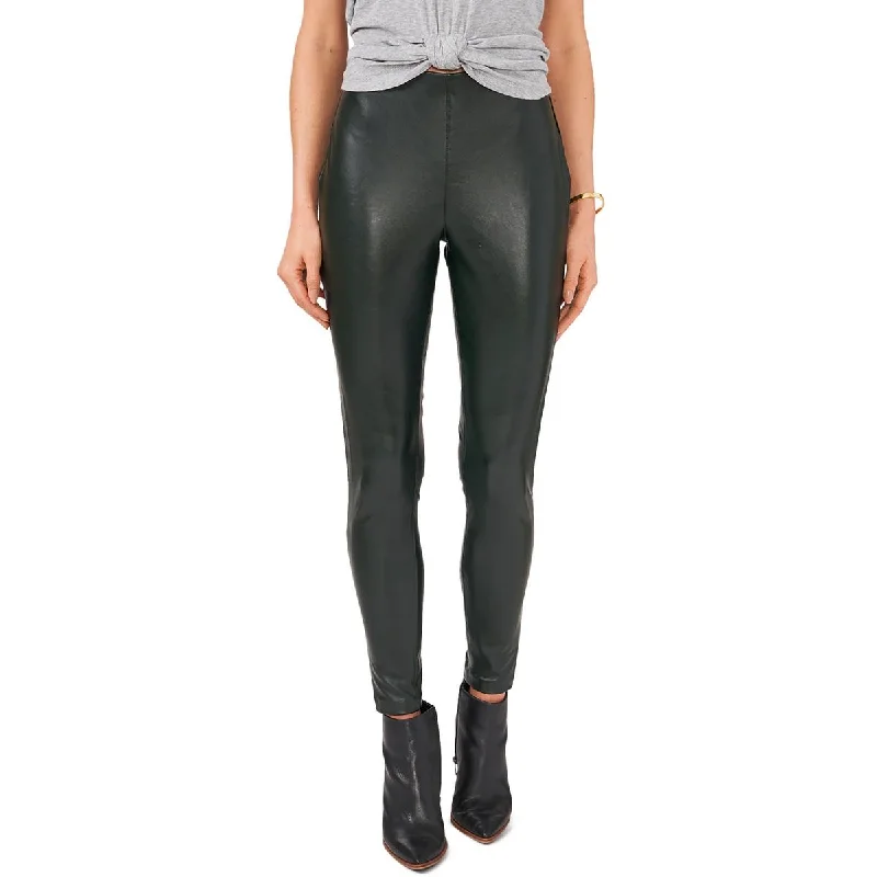 Womens Pleather Stretch Pants High-Waist Jeans