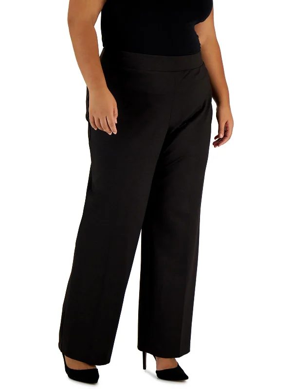 Plus Womens High Rise Work Wear Dress Pants Lightweight Linen Pants