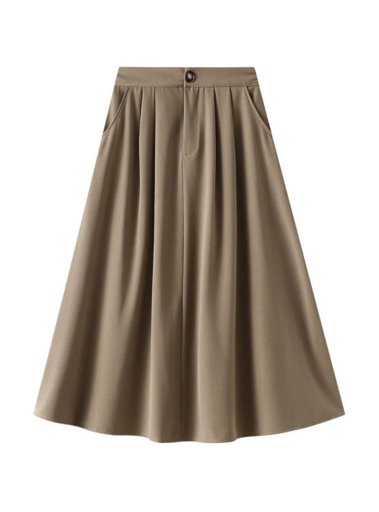 High Waist Slim Big Swing Skirt cashmere skirt fine