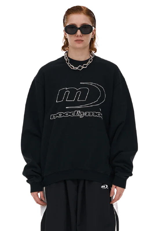 Embroidered M Logo Sweatshirt Hoodie with Snap Buttons Easy Quick