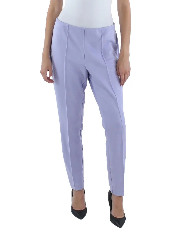 Womens Faux Suede Pintuck Ankle Pants Comfortable Pleated Pants