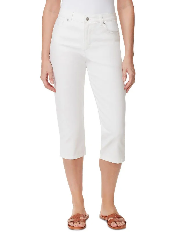 Womens Denim Jeans Capri Pants Elegant Palazzo Trousers