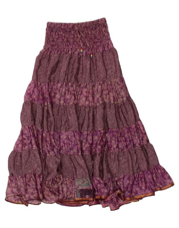 VINTAGE Womens High Waist Gypsy Skirt W30 Medium Purple Floral leather skirt modern