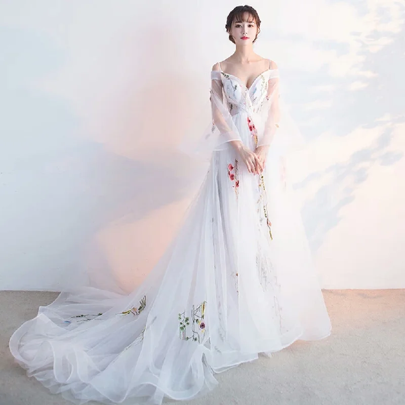 Tulle Prom Dresses, A-Line Sexy Backless Prom Dress, LB0517 Tunics Chic elegant