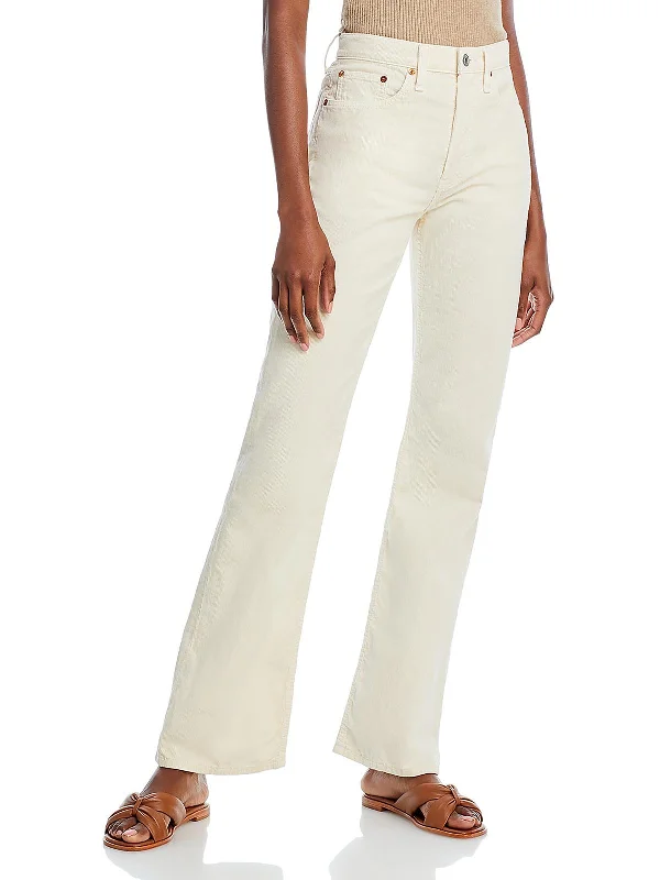 Womens Corduroy High-Rise Bootcut Pants Elegant Dress Pants